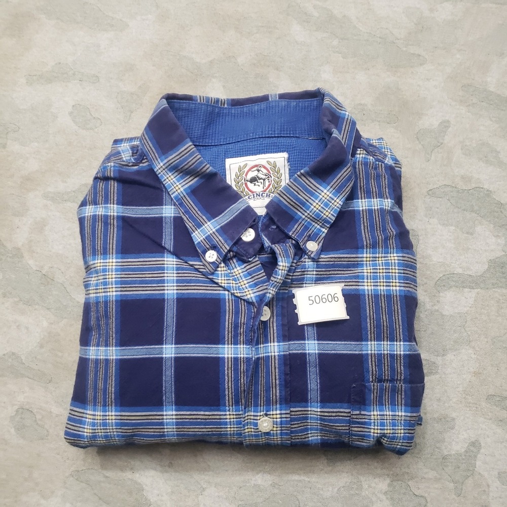 Cinch Shirt Mens 2XL Blue Pockets Long Sleeve Button-Up Plaid Western Ranch‎ - Picture 9 of 9